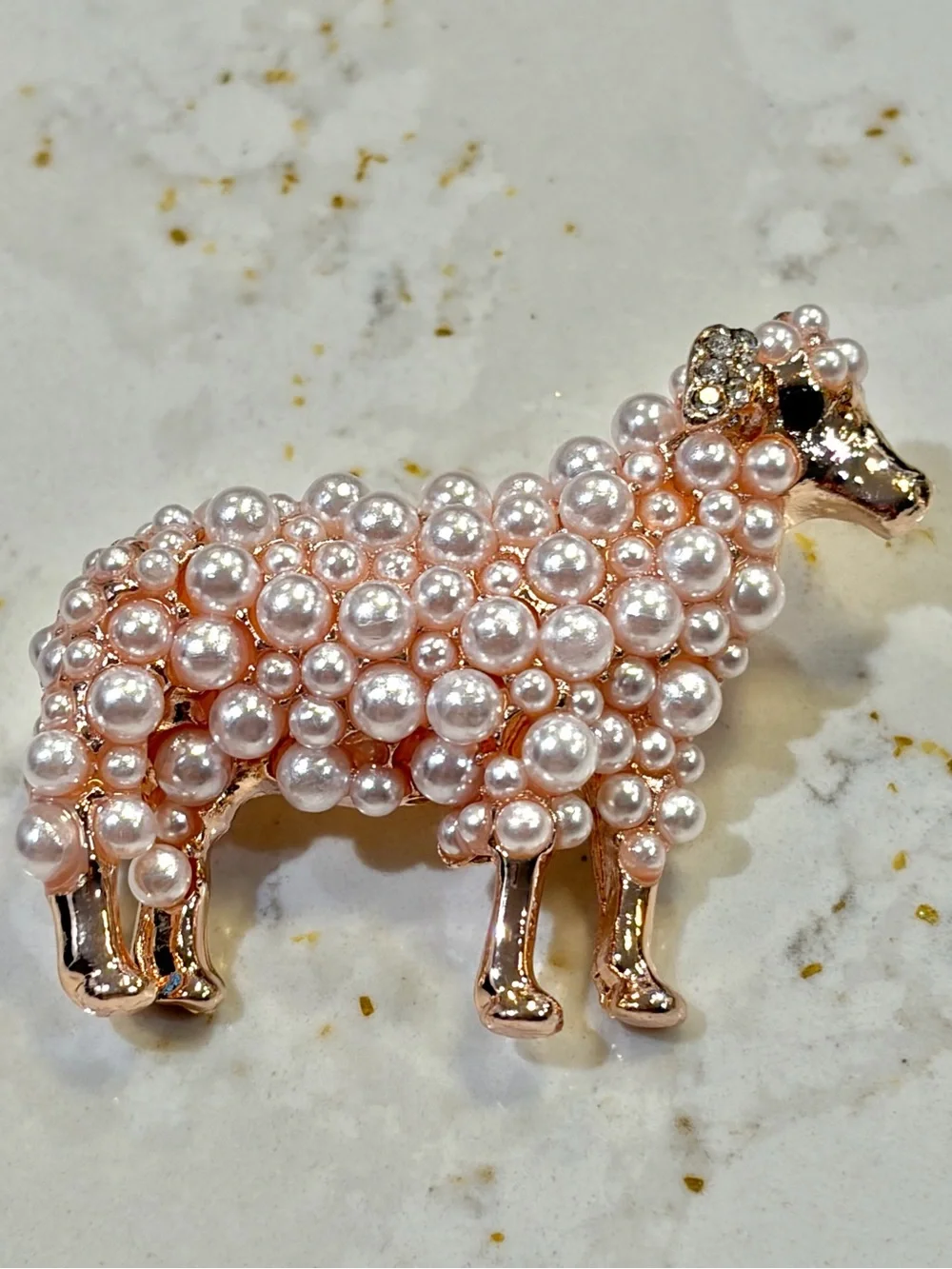 Pearl Sheep Brooch - Pink Pearl Sheep Pin